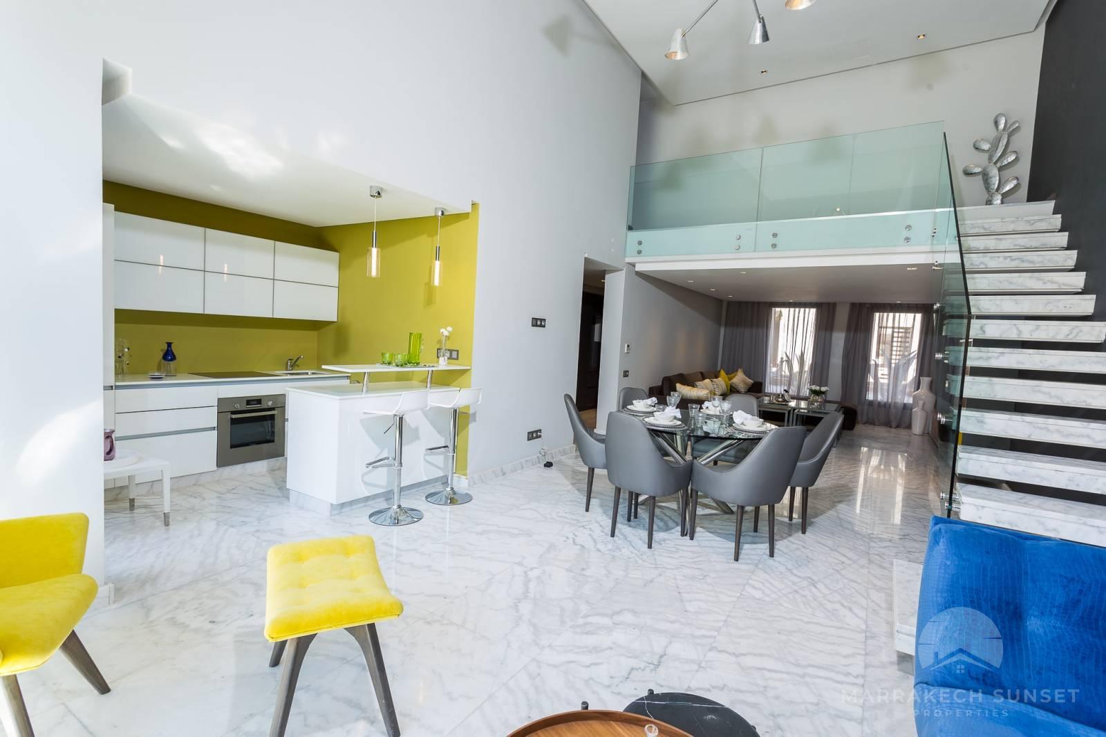02 chambre appartement style Loft à vendre à Marrakech dans un complexe résidentiel