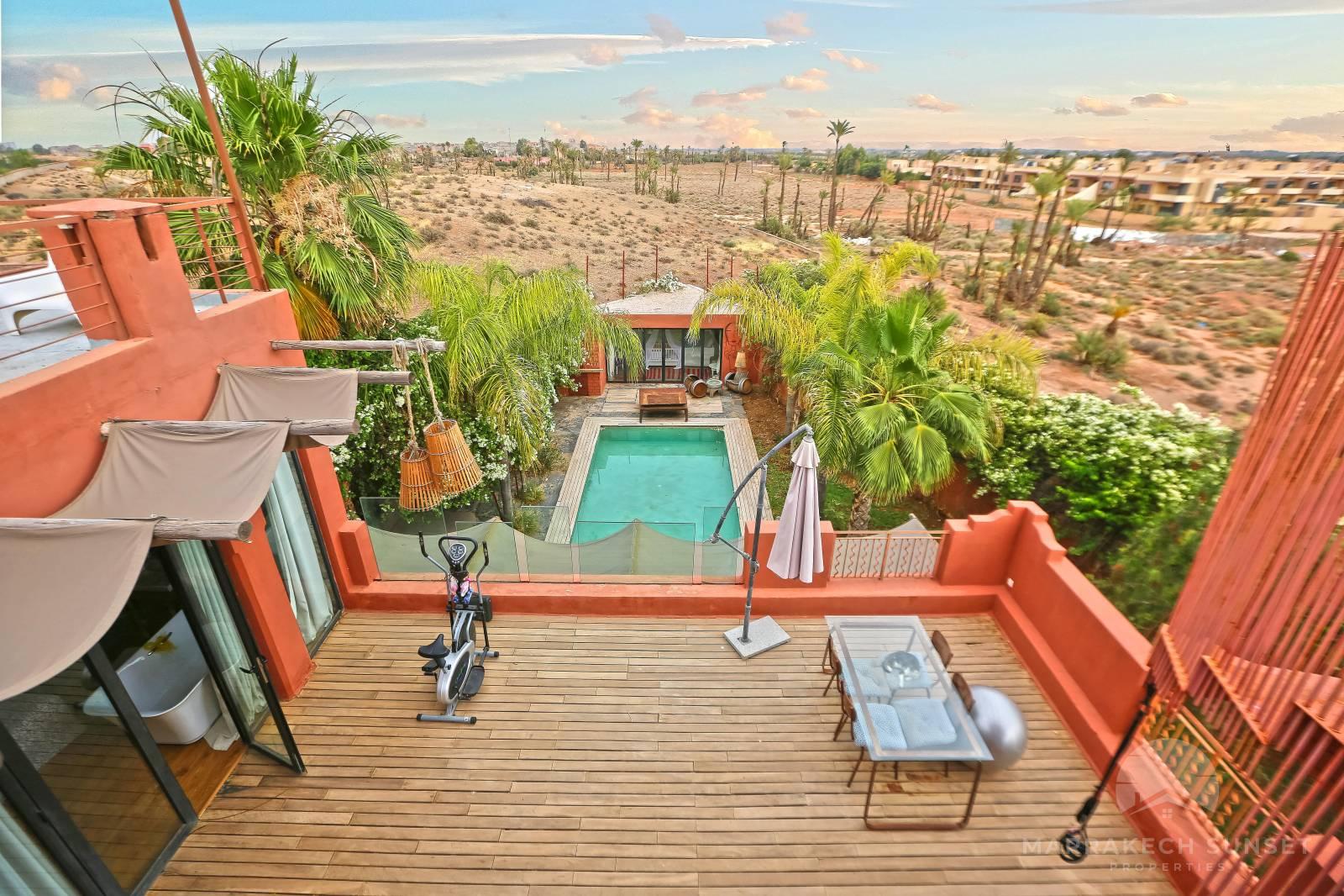 Superbe villa de luxe moderniste à vendre Marrakech dans la Palmeraie